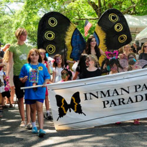 The Inman Park butterfly group takes part in the Inman Park festival parade.