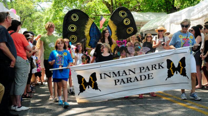 The Inman Park butterfly group takes part in the Inman Park festival parade.
