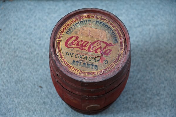 A Coca-Cola barrel found in the attic of 125 Edgewood. (Abbey Cutrer/AJC)