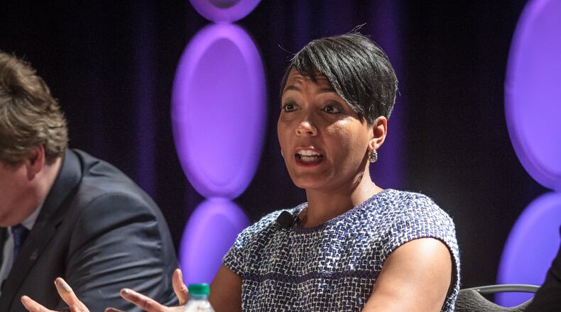 Atlanta mayoral candidate and City Councilwoman Keisha Lance Bottoms answers questions at a recent mayoral forum. Mayor Kasim Reed endorsed her candidacy for mayor. STEVE SCHAEFER / SPECIAL TO THE AJC