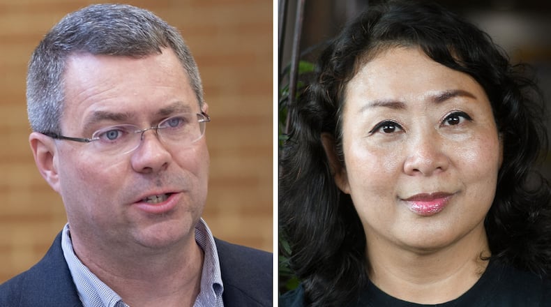 Incumbent state Rep. Matt Reeves (left) and Democratic challenger Michelle Kang are campaigning in one of the metro area’s few swing districts.