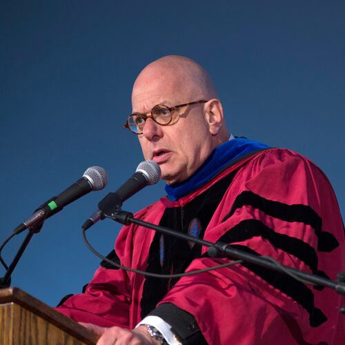 FILE - Bard College President Leon Botstein speaks during the 153rd Commencement at Bard College, May 25, 2013, in Annandale-on-Hudson, N.Y. (AP Photo/Philip Kamrass, File)