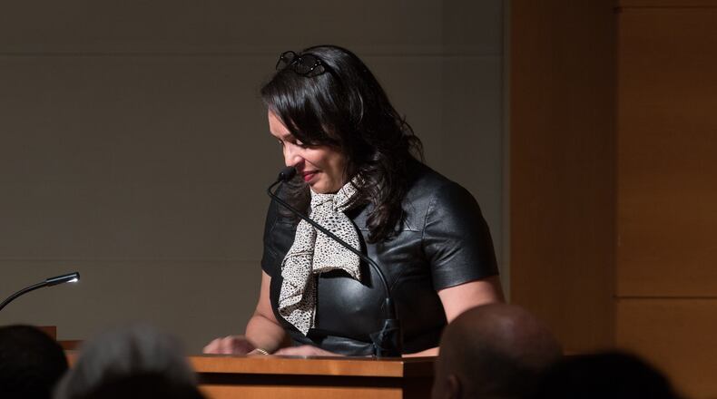 Pulitzer Prize-winning poet Natasha Trethewey reads poetry at The Carlos Museum at Emory University, Dec. 5, 2016.