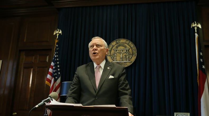 Gov. Nathan Deal said he would veto the "religious liberty" legislation on Monday. Bob Andres/AJC Photo