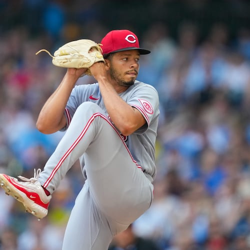 Cincinnati Reds pitcher Chase Burns throws during the first inning of a baseball game against the Milwaukee Brewers Thursday, July 2, 2026, in Milwaukee. (AP Photo/Kayla Wolf)