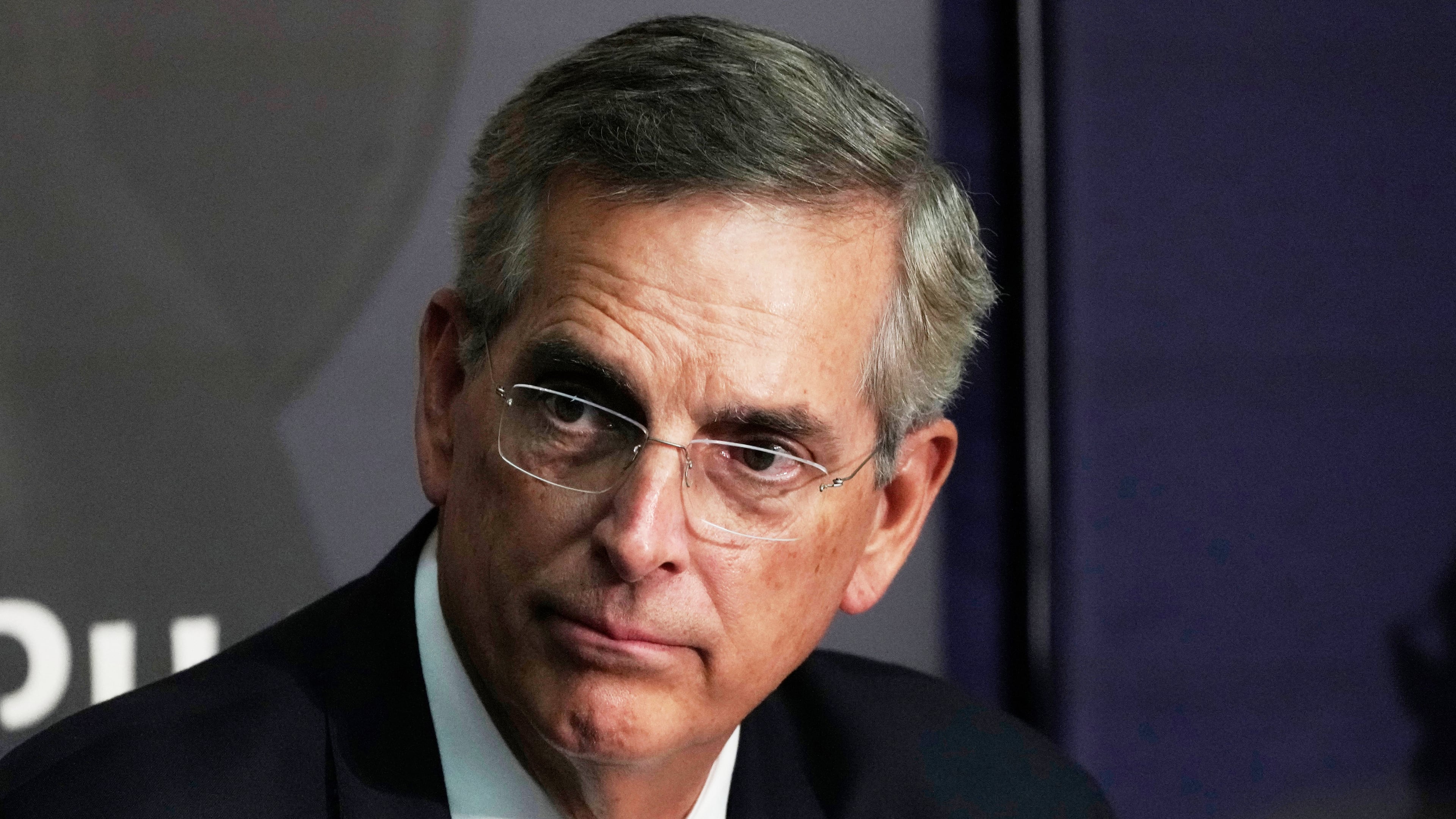 FILE - Georgia Secretary of State Brad Raffensperger participates during an election forum, Sept. 19, 2024, in Ann Arbor, Mich. (AP Photo/Carlos Osorio, File)