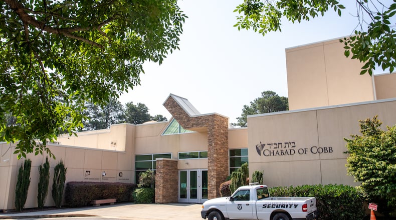 Chabad of Cobb is peaceful Sunday, June 25, 2023 after it was the focus of a small group of Neo-Nazis protestors on Saturday. The temple always has 24-7 armed security to protect the East Cobb community Jewish temple. (Jenni Girtman for The Atlanta Journal-Constitution)