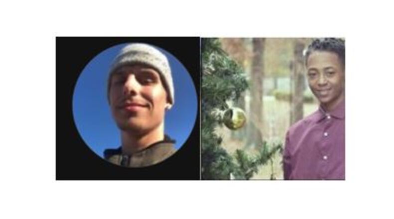 Villa Rica police are searching for two men accused of robbing a home at gunpoint Wedneday evening and then shooting at officers as they ran away.