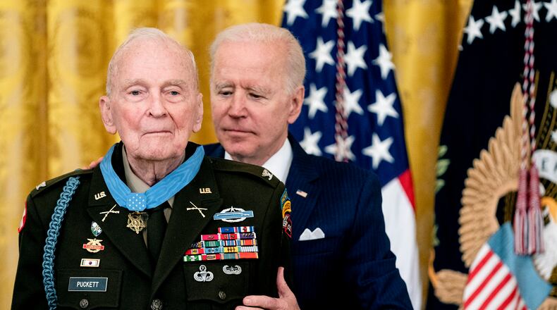 Ralph Puckett Jr., a retired U.S. Army colonel from Columbus who received the Medal of Honor for his heroic actions during the Korean War, died Monday. He was 97. (Stefani Reynolds/The New York Times)