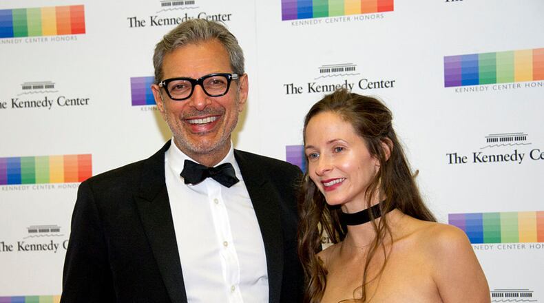 Actor Jeff Goldblum and his wife, Emilie Livingston, attend the formal Artist's Dinner honoring the recipients of the 39th Annual Kennedy Center Honors at the State Department in Washington on Dec. 3, 2016. Goldblum has signed on to reprise his original role in the movie ‘Jurassic Park’ in the latest franchise installment, ‘Jurassic World 2.’