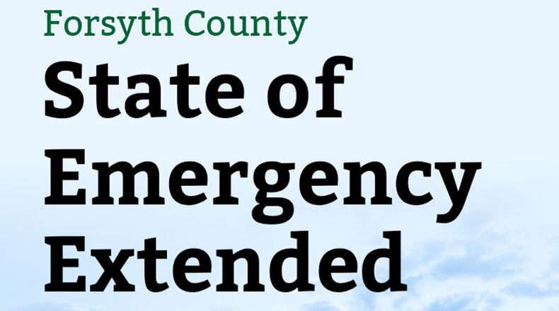Forsyth County’s state of emergency due to the COVID-19 pandemic has been extended to May 13. FORSYTH COUNTY