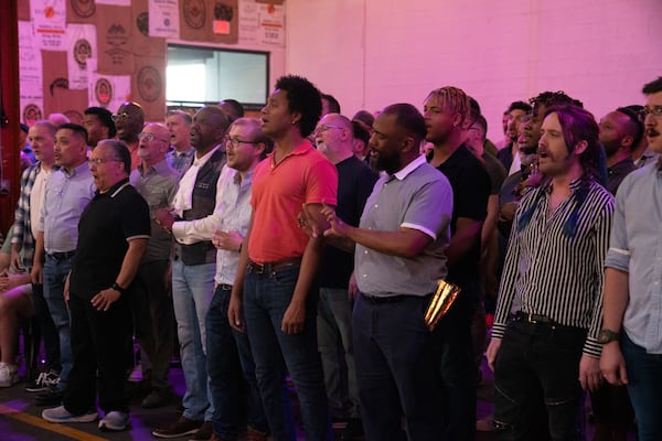 The song list for the Atlanta Gay Men's Chorus' Saturday night concert at Mableton’s Mable House Barnes Amphitheatre includes “I Guess That’s Why They Call It the Blues,” “Goodbye Yellow Brick Road” and “Mona Lisas and Mad Hatters." (Courtesy of Voices of Note/Ames Studios)