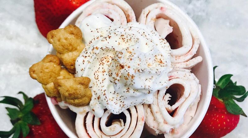 The Namaste flavor at Sweet Charlie’s is made with fresh strawberries and cheesecake. CONTRIBUTED BY AUDREY MARTIN