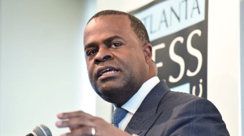 Then-Mayor Kasim Reed at an Atlanta Press Club luncheon on February 28, 2017. (HYOSUB SHIN / HSHIN@AJC.COM)
