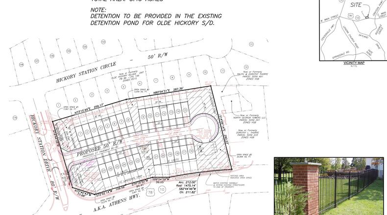 Snellville recently denied a plan for 27 townhomes on about four acres adjacent to the Olde Hickory Village subdivision at the intersection of Hickory Station Drive and U.S. 78/E. Main Street. COURTESY CITY OF SNELLVILLE