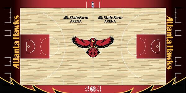 A look at the Hawks' 2021-22 City Edition court design, to accompany the team's jerseys.