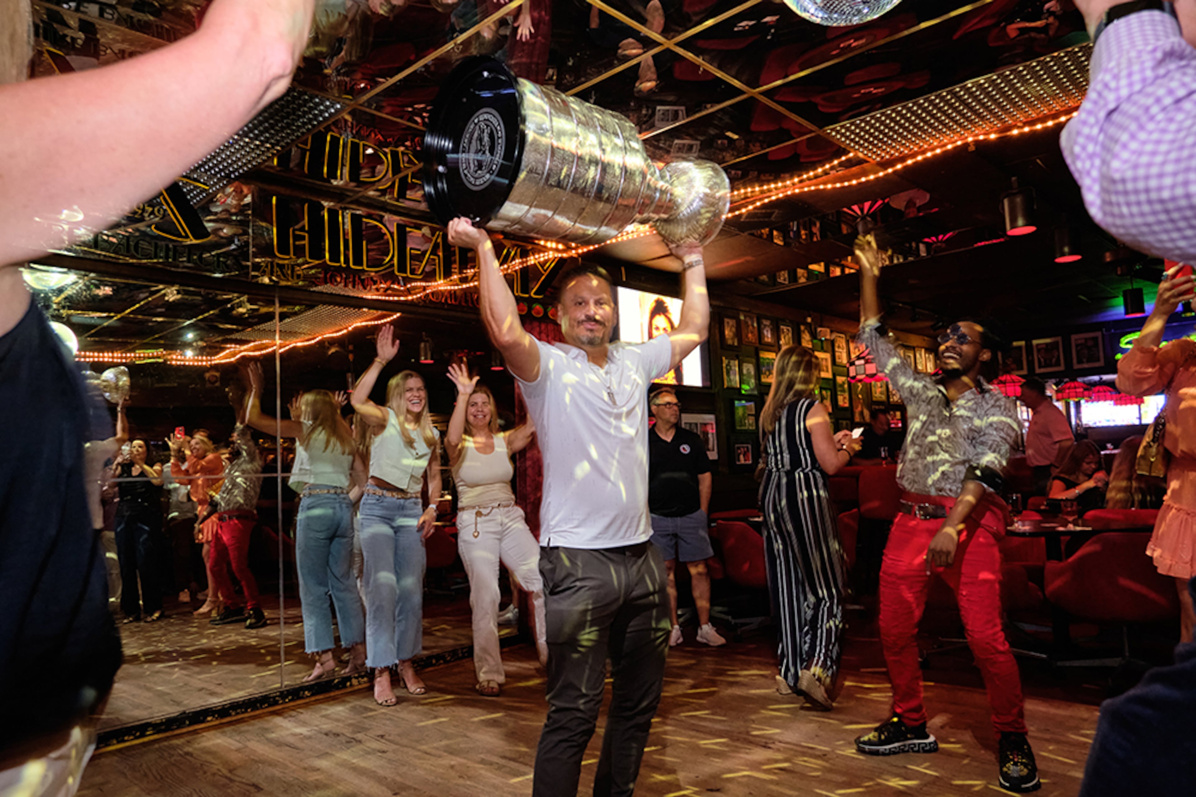 The Stanley Cup made an appearance at Johnny's Hideaway on Tuesday, July 15. (Credit: Brandon Amato, courtesy of Johnny's Hideaway)