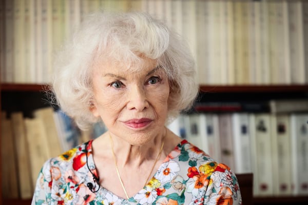 Marie-Pierre Pruvot, 89, known as Bambi, one of the first trans women in the world to become a public star, and a pioneer in global LGBTQ+ history, poses during an interview with the Associated Press, in Pantin, outside Paris, Tuesday, May 20, 2025. (AP Photo/Thomas Padilla)