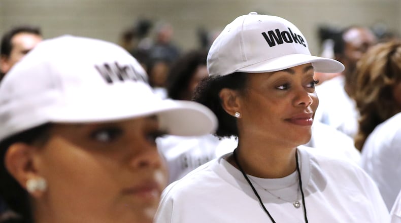 November 8, 2019 Atlanta: Supporters listen to President Donald Trump while he speaks at the Black Voices for Trump Coalition Rollout on Friday, November 8, 2019, in Atlanta. Curtis Compton/ccompton@ajc.com