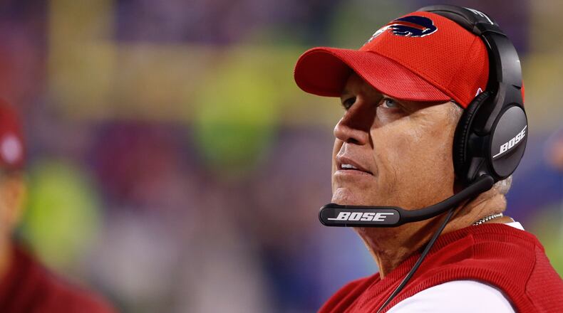 Sep 15, 2016; Orchard Park, NY, USA; Buffalo Bills head coach Rex Ryan against the New York Jets at New Era Field. The Jets beat the Bills 37 to 31. Mandatory Credit: Timothy T. Ludwig-USA TODAY Sports