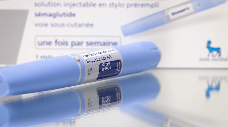 This photograph taken on February 23, 2023, in Paris, shows the anti-diabetic medication "Ozempic" (semaglutide) made by Danish pharmaceutical company "Novo Nordisk". On TikTok, the hashtag "#Ozempic" has reached more than 500 million views: this anti-diabetic medication is trending on the social network for its' slimming properties, a phenomenon that is causing supply shortages and worrying doctors. (Joel Saget/AFP/Getty Images/TNS)