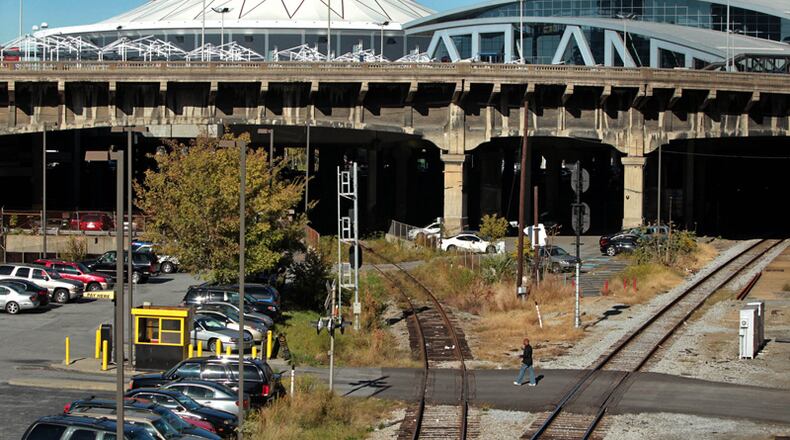 The Spring Street Viaduct in downtown Atlanta is 94 years old, seriously deteriorated and slated for demolition. JASON GETZ / AJC FILE