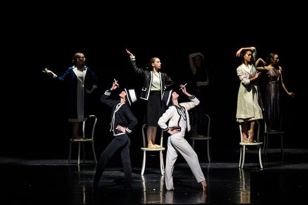 Fuki Takahashi as Shadow-Chanel, bottom left, and Mikaela Santos as Chanel in the ballet’s closing scene.