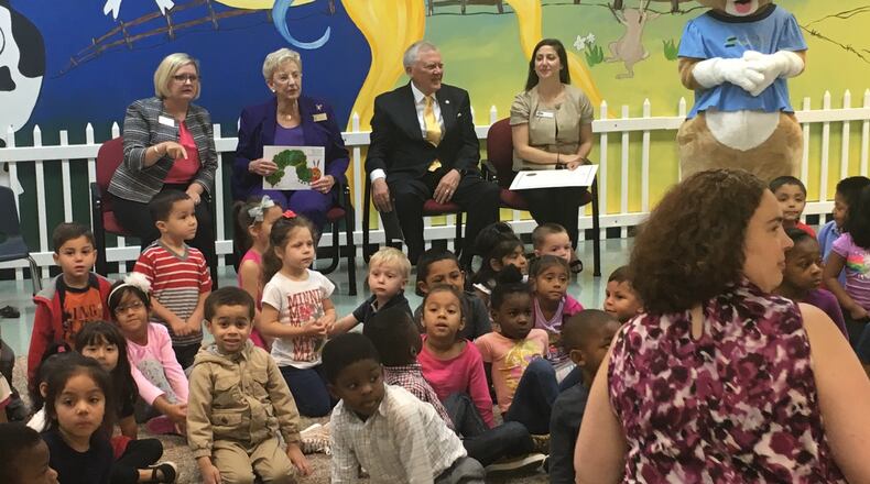 Gov. Nathan Deal and his wife Sandra kick off the state's celebration of the 25th anniversary of the pre-kindergarten program in Roswell on Oct. 2, 2017.