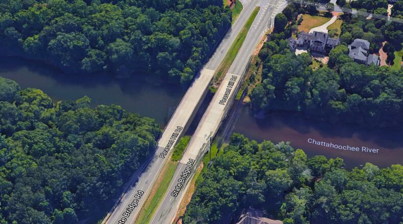 Gwinnett is to approve bridge widening over the Chattahoochee River at Pleasant Hill Road. Google Maps