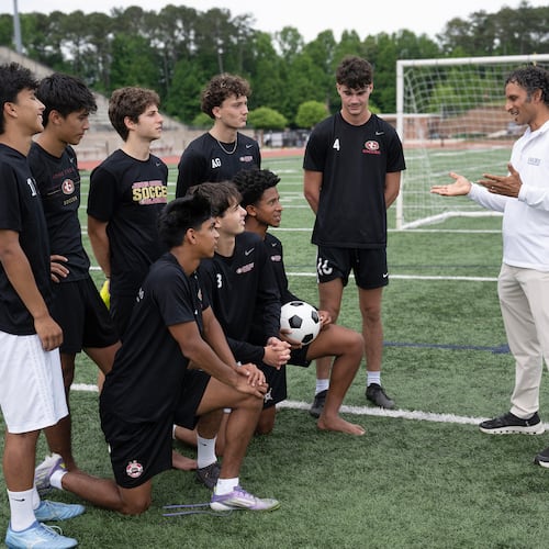 Dr. Neeru Jayanthi serves as the team physician for the Johns Creek High School men’s soccer team, which won its first Class 5A state championship this spring. (Courtesy of Jack Kearse/Emory University)
