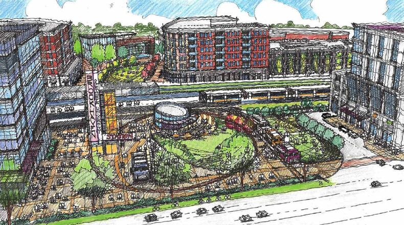 An artist rendering of the proposed transit-oriented development at Brookhaven/Oglethorpe MARTA station. Courtesy of Cooper Carry. Andria Simmons/ASIMMONS@AJC.COM