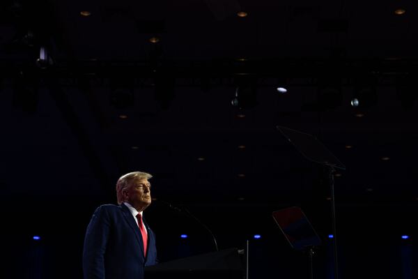 
                        FILE — Former President Donald Trump addresses the Conservative Political Action Conference (CPAC) in National Harbor, Md., on March 4, 2023.  A Manhattan grand jury voted to indict Trump on Thursday, March 30, 2023, for his role in paying hush money to a porn star, according to four people with knowledge of the matter.   (Haiyun Jiang/The New York Times)
                      