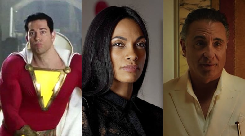 What's in production in Georgia: a "Shazam" sequel, a Rosario Dawson HBO series "DMZ" and a "Father of the Bride" reboot with Andy Garcia. CREDIT: publicity photos