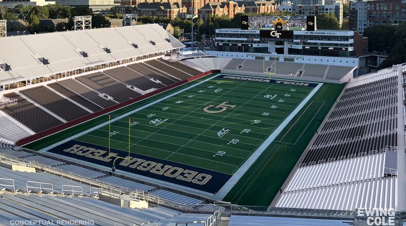 Georgia Tech Athletics released a conceptual rendering of the seating bowl design for Bobby Dodd Stadium at Hyundai Field on Monday, June 22, 2026. Renovations are scheduled to begin immediately following the conclusion of the 2026 season and be completed ahead of the 2027 campaign. (Georgia Tech Athletics)
