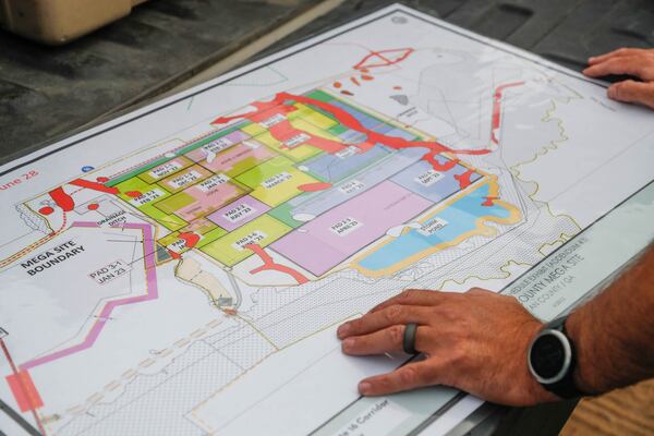 A map shows where Hyundai facilities will be, as well as other support companies planned for the mega site.