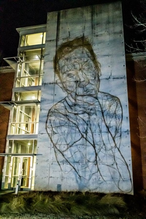 "No plans of moving on. You look out" 40x21x5 inches, galvanized steel wire, steel rod, gessoed 5-by-5-foot wood panel. (Courtesy of Craig Gum Photography)