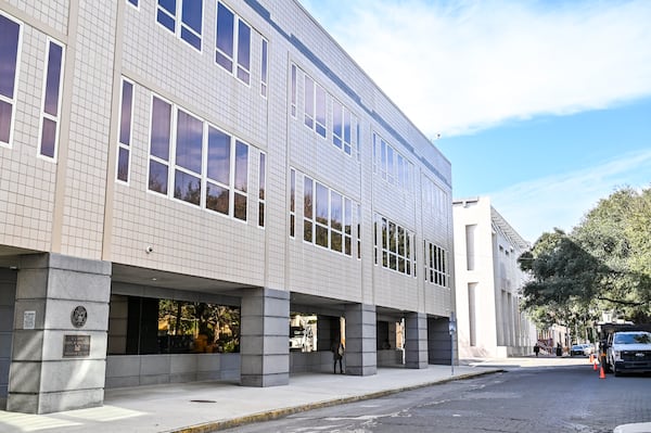 The Juliette Gordon Low Federal Building isn't the prettiest building, but it's at a great location on Telfair Square in downtown Savannah. (Sarah Peacock for the AJC)