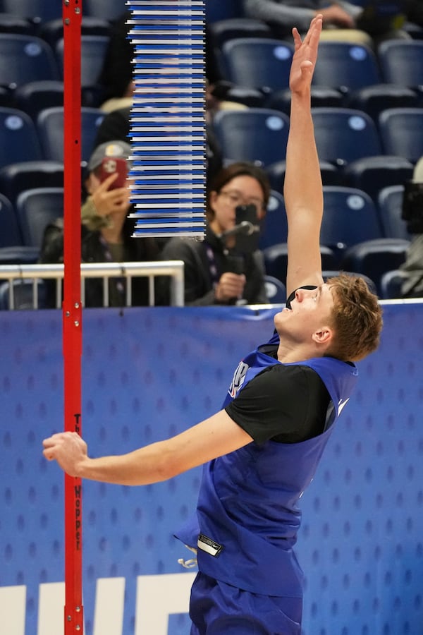 Cooper Flagg participates at the 2025 NBA basketball draft combine in Chicago, Tuesday, May 13, 2025. (AP Photo/Nam Y. Huh)