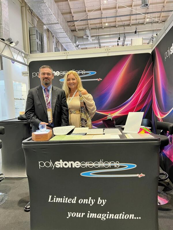 Jan Shields and her son, Ben Shields, run Polystone Creations, a supplier of custom color aircraft countertops in Cleveland, with equal decision-making power. (Contributed by Jan Shields)