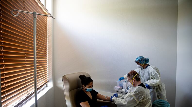 An antibody trial site for Regeneron and Eli Lilly treatments in Mesa, Ariz./file photo. (Adriana Zehbrauskas/The New York Times)..