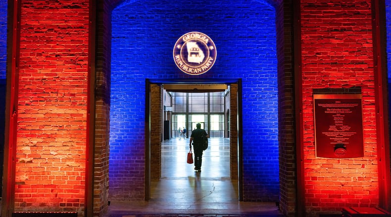 An attendee is seen at the Georgia GOP convention in Columbus on Friday, June 9, 2023. (Arvin Temkar/The Atlanta Journal-Constitution/TNS)
