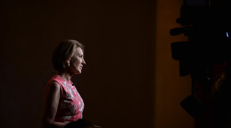 GOP presidential hopeful Carly Florina during the RedState Gathering in Buckhead on Friday. Brant Sanderlin, bsanderlin@ajc.com