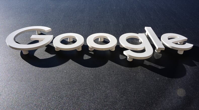 FILE -This is the Google logo on a building in New York, Oct. 27, 2025. (AP Photo/Gene J. Puskar, File)