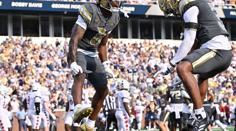 Georgia Tech wide receiver Malik Rutherford is one of 14 seniors that have been with coach Brent Key since he took over full-time in 2023 and have seen the program morph from an ACC bottom-feeder to one of the league's best. (Hyosub Shin/AJC)