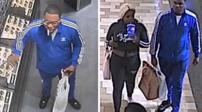 Gwinnett County police say this teen stole $2,000 of sunglasses from a Mall of Georgia store. Police are looking for him and the woman with him.