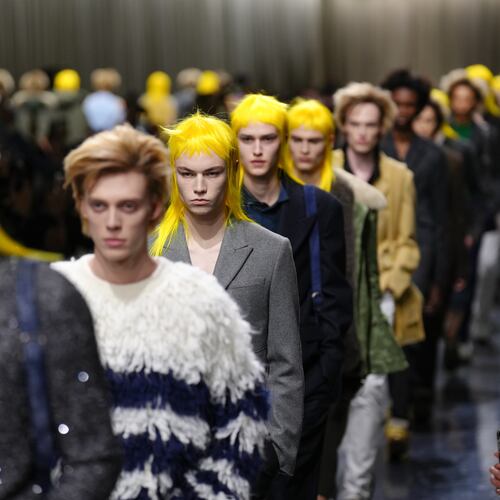 Models wear creations as part of the Dior Fall/Winter 2026-2027 Men's collection presented in Paris, Wednesday, Jan. 21, 2026. (AP Photo/Aurelien Morissard)