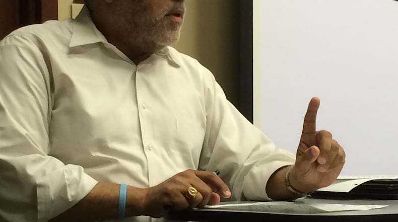 State Sen. Vincent Fort at the chamber's Democratic caucus meeting. Courtesy Senate Democrats.