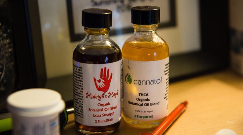 Bottles of medical marijuana that a Georgia child uses to ward off reduce and lessen the force of seizures associated with a severe form of epilepsy. BITA HONARVAR/SPECIAL