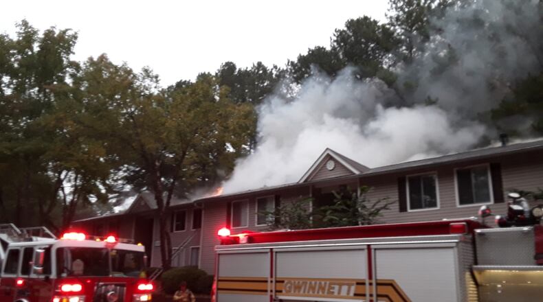 A building at Ashton Jackson Creek Apartments was nearly destroyed by a Tuesday morning fire.