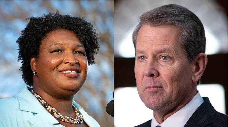 Stacey Abrams and Brian Kemp composite in second race for governor.